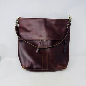 Vintage Brown Leather Shoulder Bag Large Slouchy Tote Satchel Unbranded